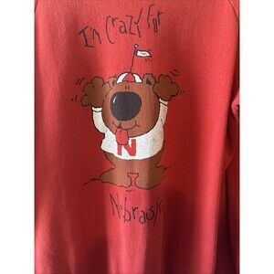 Vintage 80s I’m Crazy For Nebraska Cornhuskers Bear Sweatshirt Tee Jays USA XL